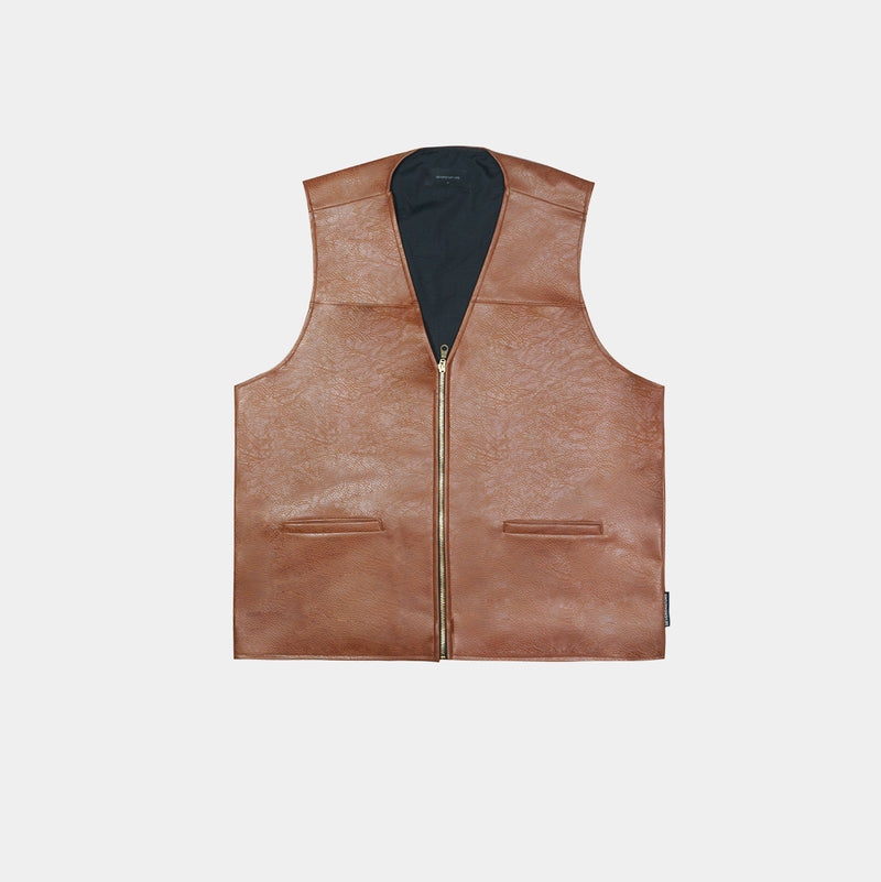Brown leather vest