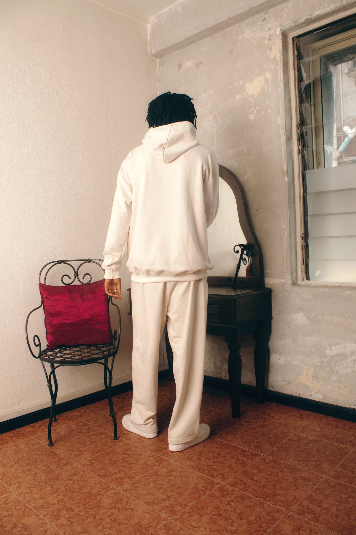 Neutral Cream Logo Hoodie