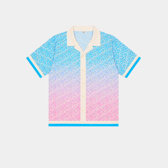 BEACH CLUB BUTTON-UP SHIRT (Blue/Pink)