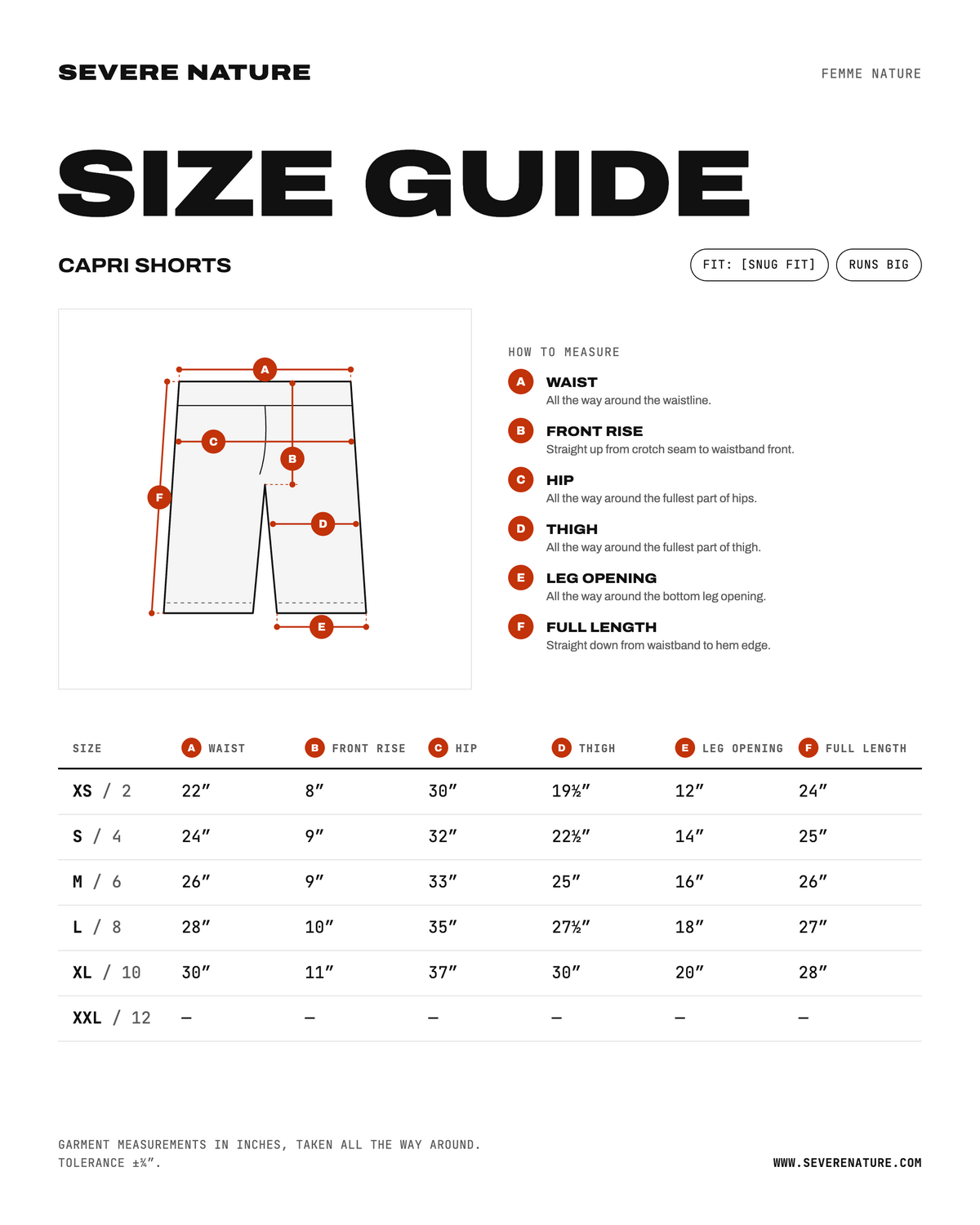Size chart