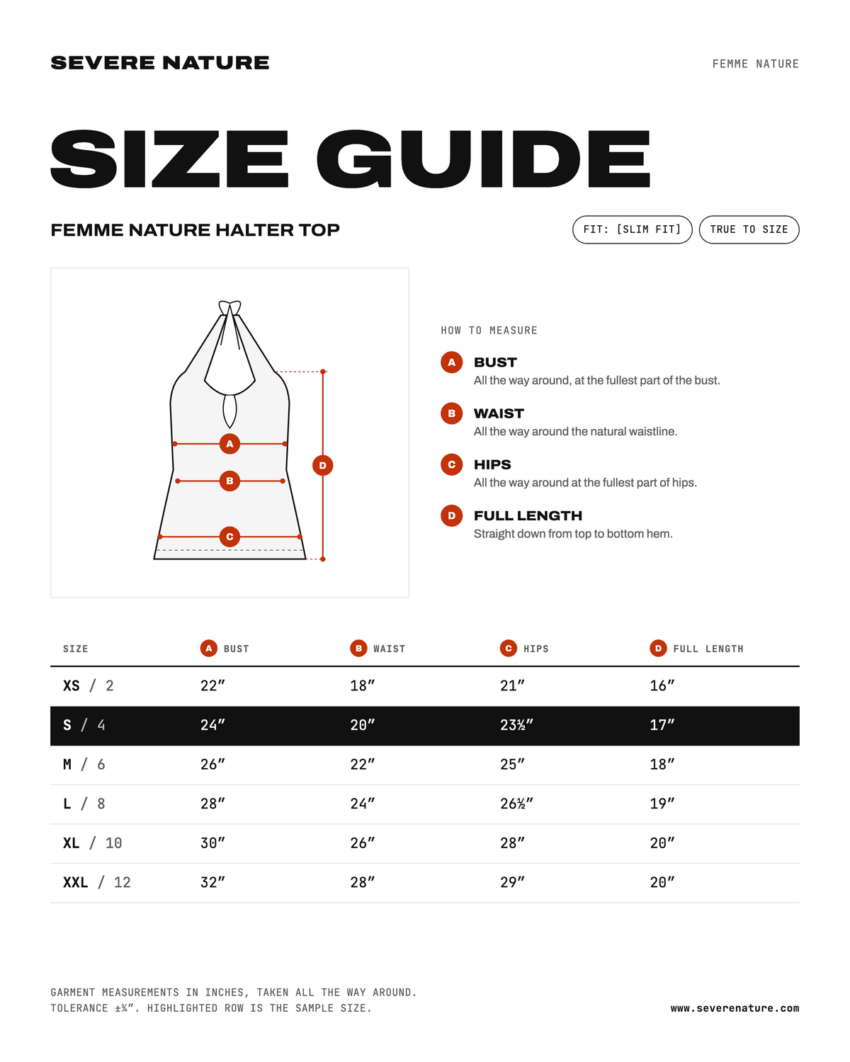 Size chart