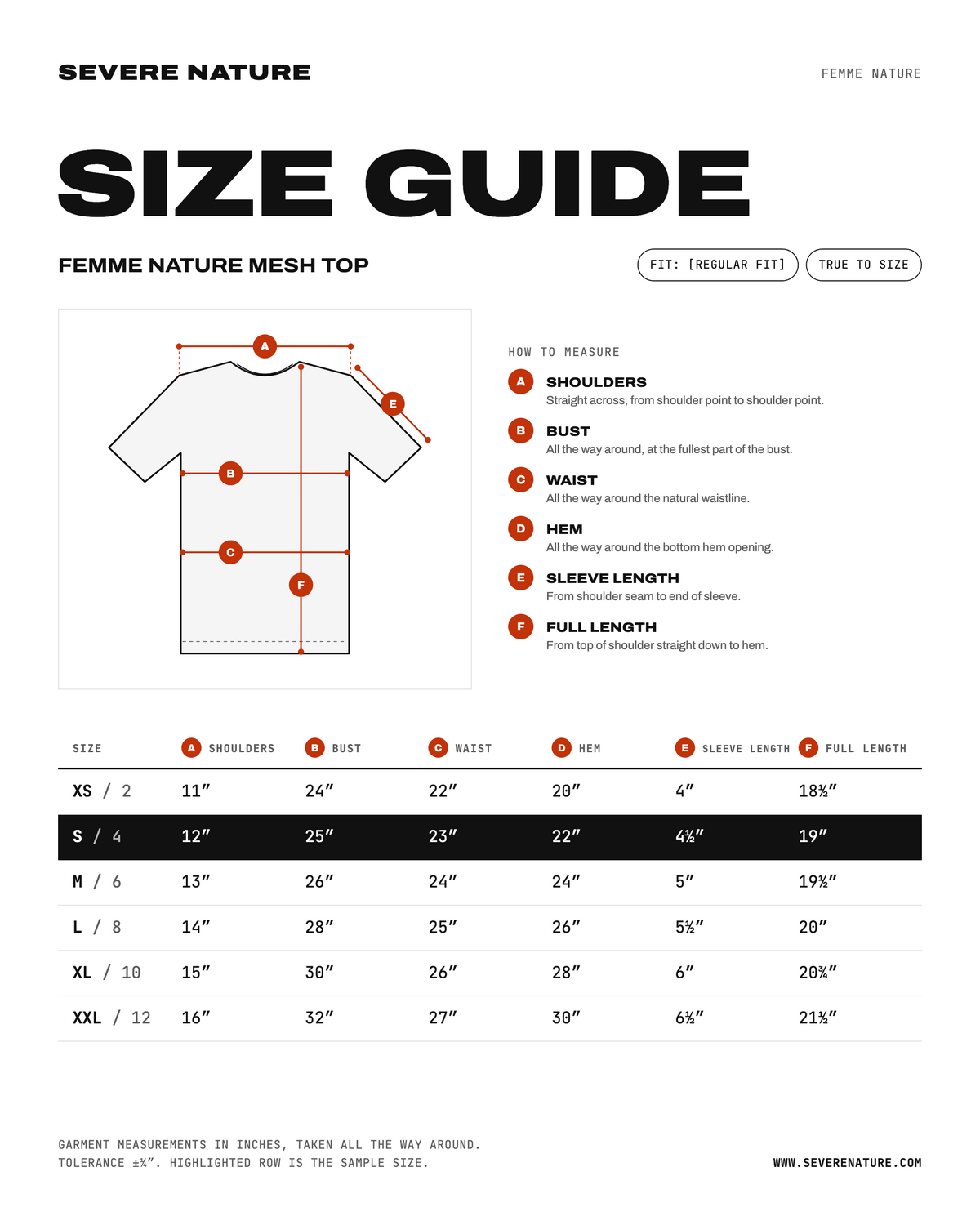 Size chart