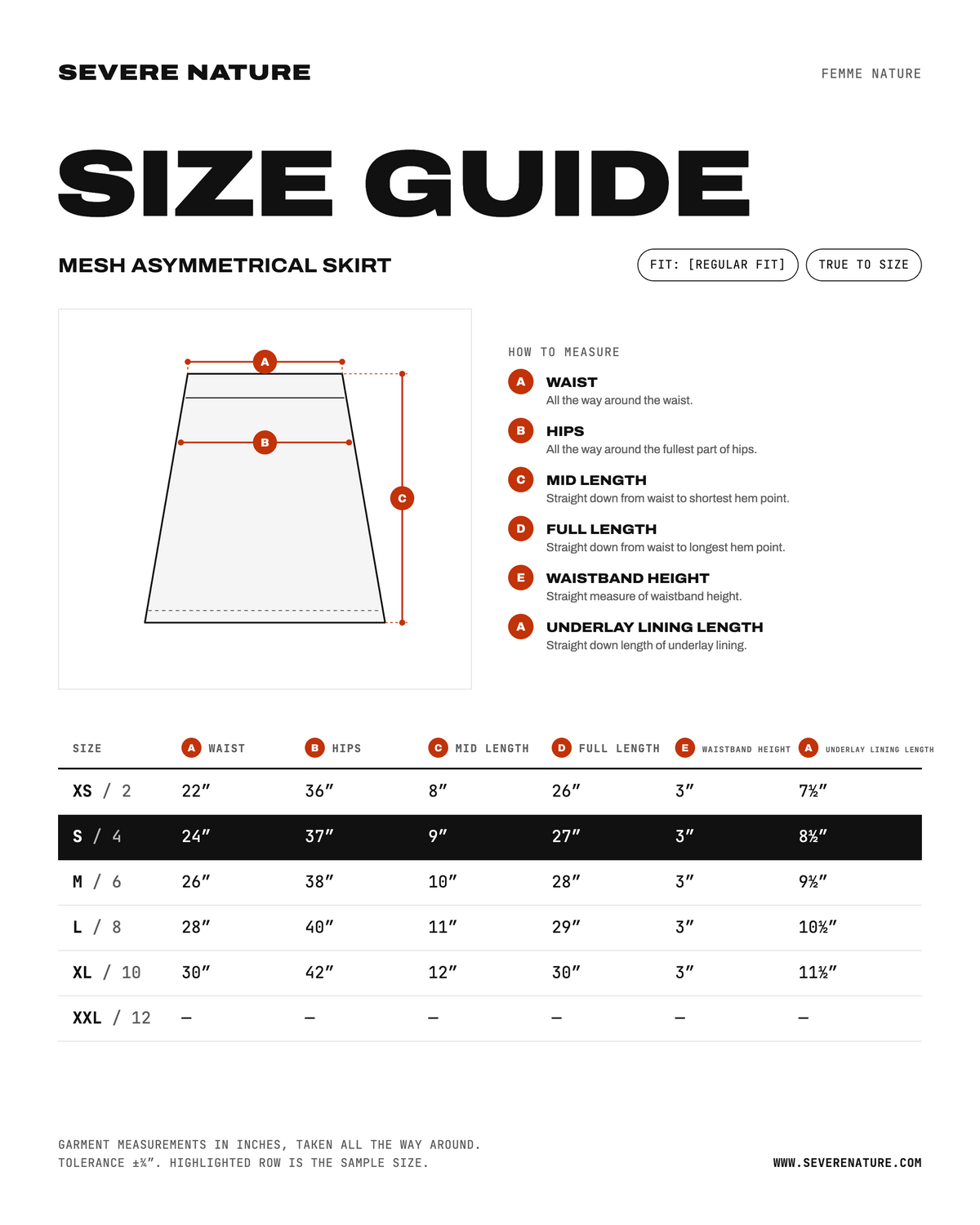 Size chart